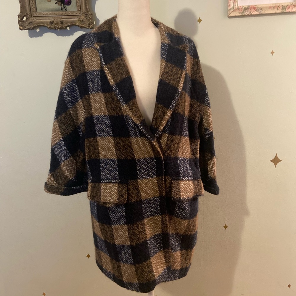 Baciano plaid wool petite small overcoat